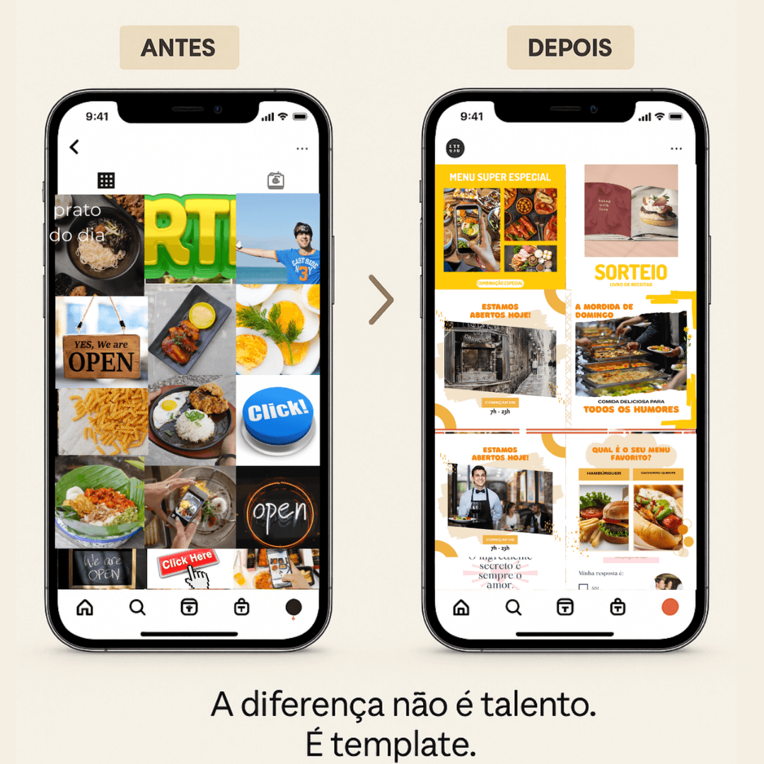 Antes e depois do perfil