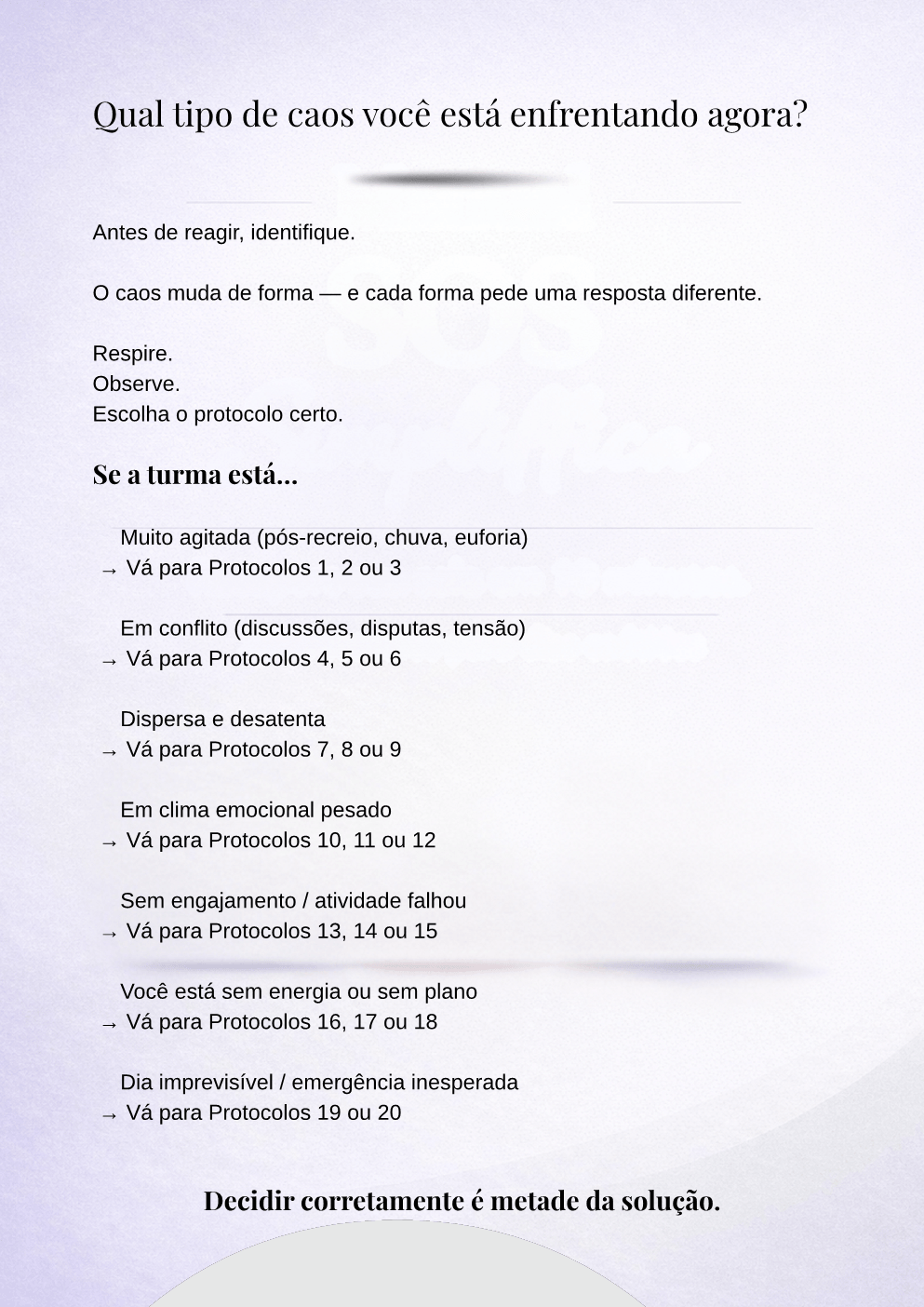 Manual SOS — Página de protocolo pós-recreio